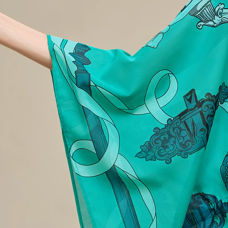HERMES FERRONNERIE REMIX" BEACH CAFTAN VERT TOURMALINE