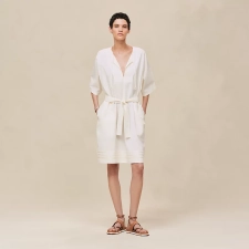HERMES EMBROIDERED BEACH CAFTAN BLANC CASSé