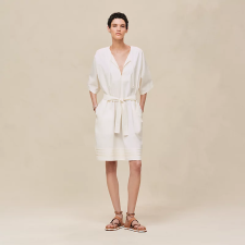 HERMES EMBROIDERED BEACH CAFTAN BLANC CASSé