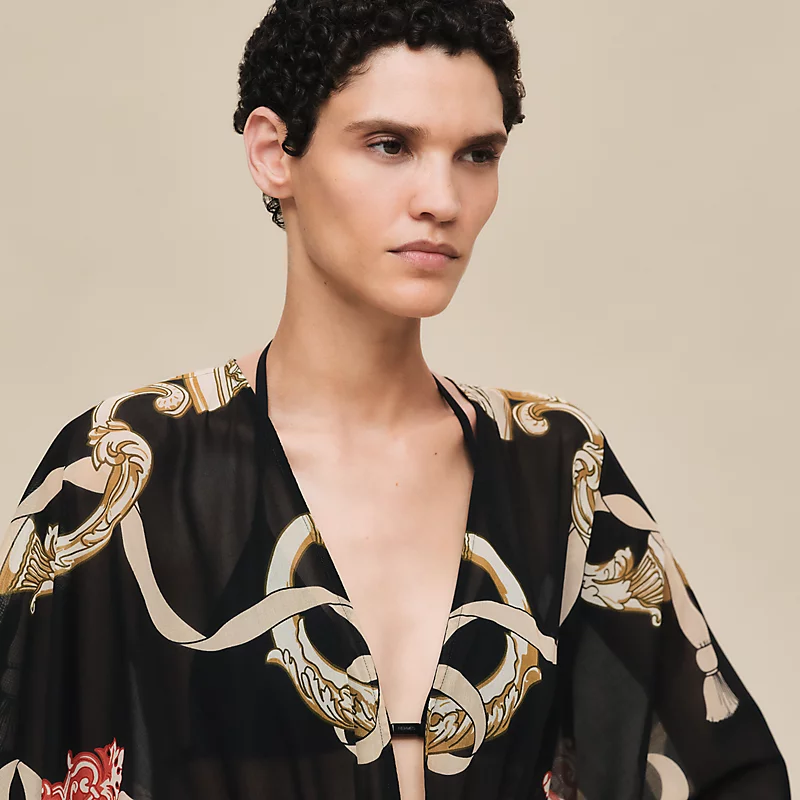 HERMES FERRONNERIE REMIX" BEACH CAFTAN NOIR
