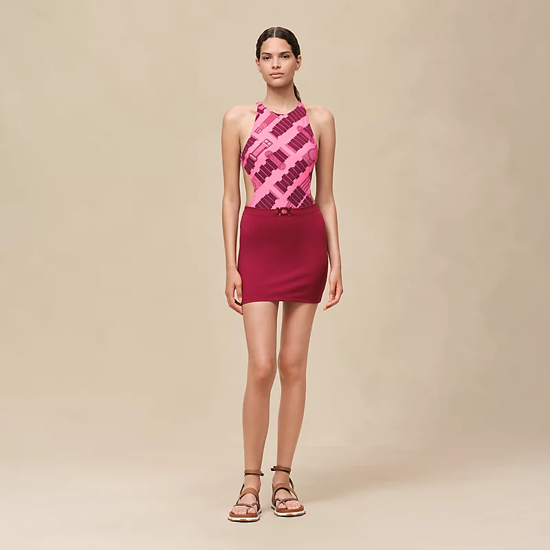 HERMES MINISKIRT ROSE / LIE DE VIN