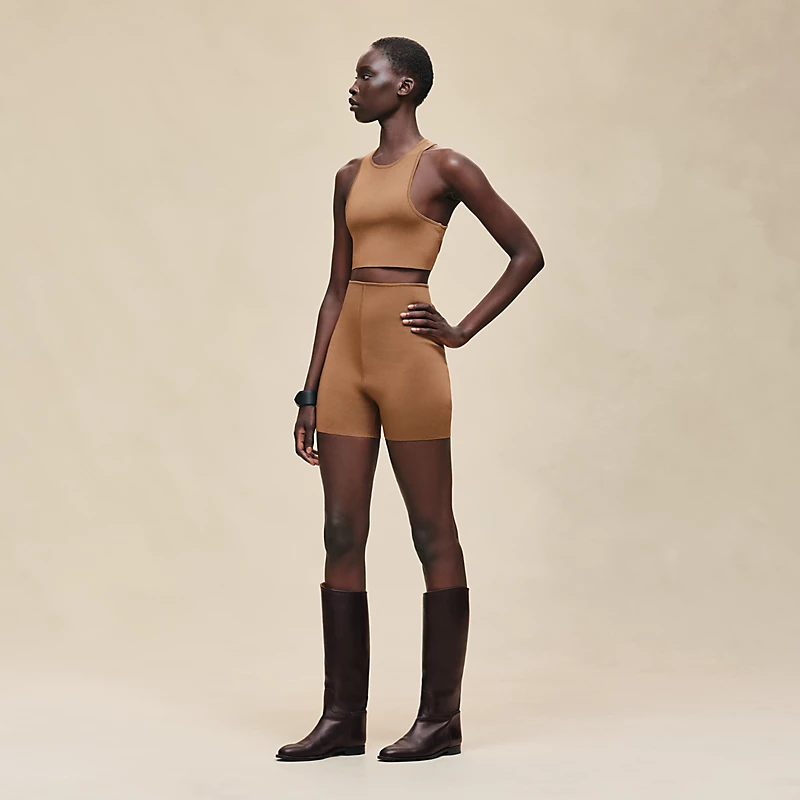 HERMES SILK SHORTS BRUN MAHOGANY