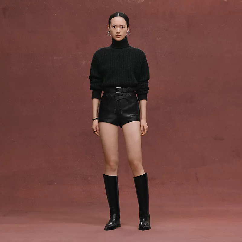 HERMES SHORTS WITH PERFORATED DETAILS NOIR