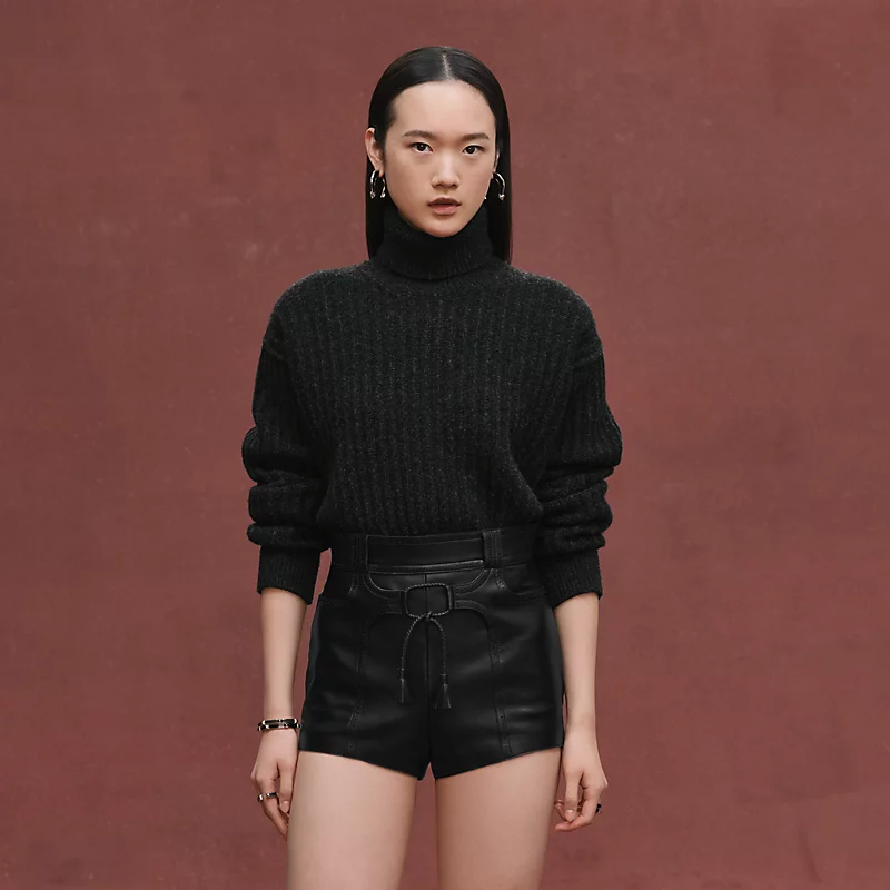 HERMES SHORTS WITH PERFORATED DETAILS NOIR