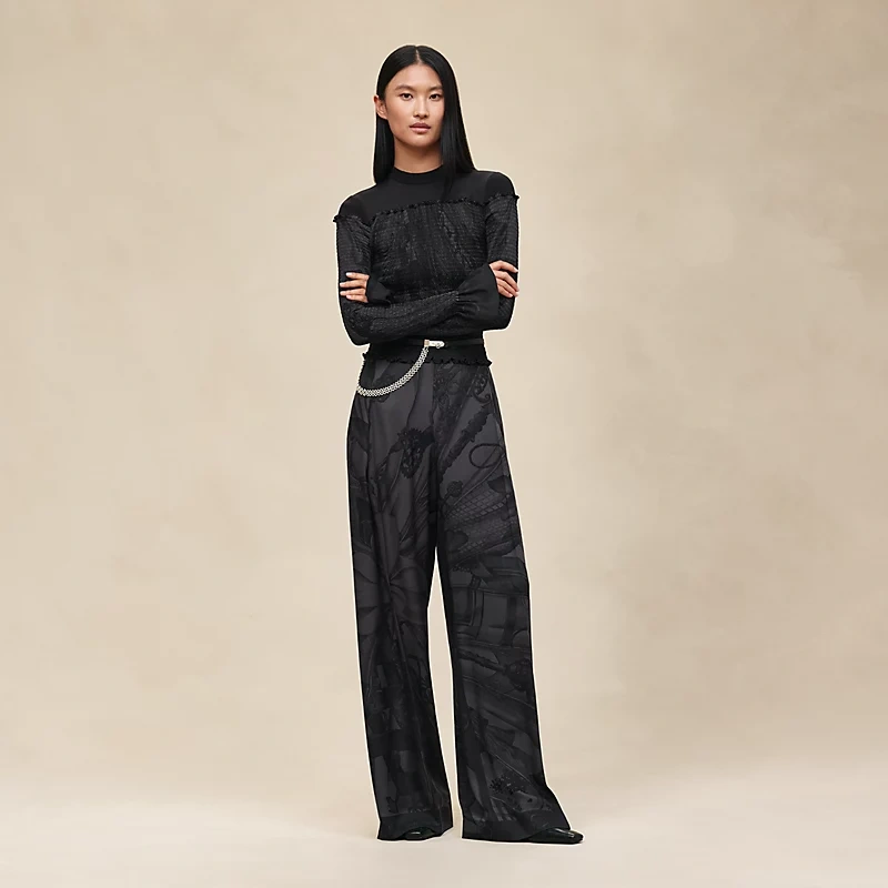 HERMES SOLEIL DE SOIE POUDRE" PANTS NOIR
