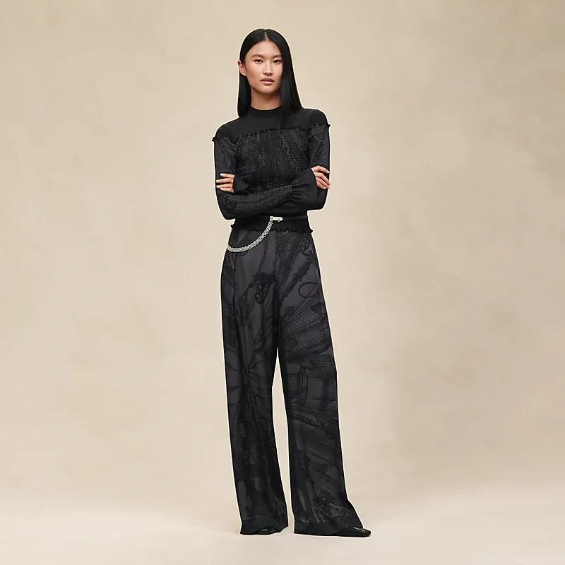 HERMES SOLEIL DE SOIE POUDRE" PANTS NOIR
