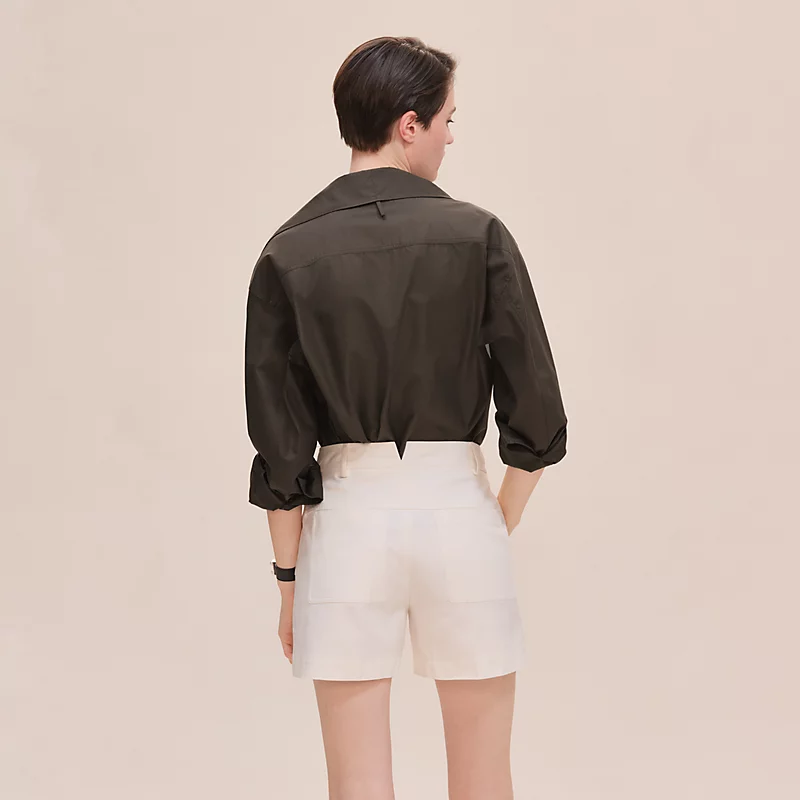 HERMES DOUBLE COTTON TWILL SHORTS BLANC NATUREL