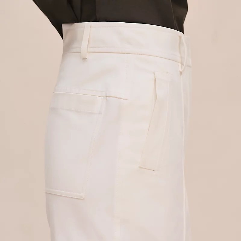 HERMES DOUBLE COTTON TWILL SHORTS BLANC NATUREL