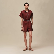 HERMES DOUBLE COTTON TWILL JUMPSUIT ROUGE H