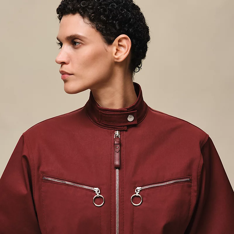 HERMES DOUBLE COTTON TWILL JUMPSUIT ROUGE H