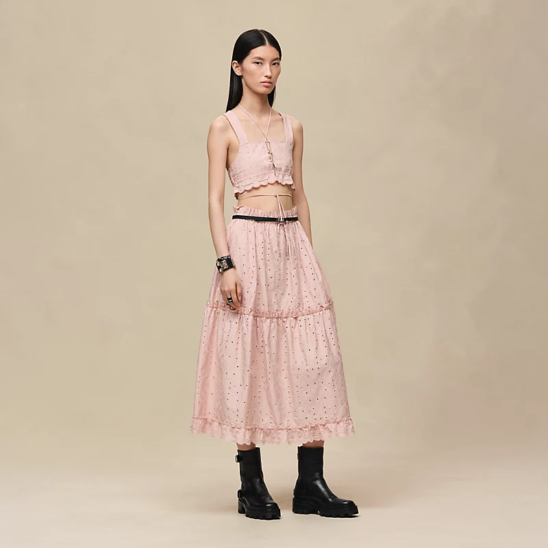 HERMES EMBROIDERED BRA ROSE PALOMINO