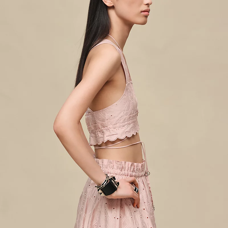 HERMES EMBROIDERED BRA ROSE PALOMINO