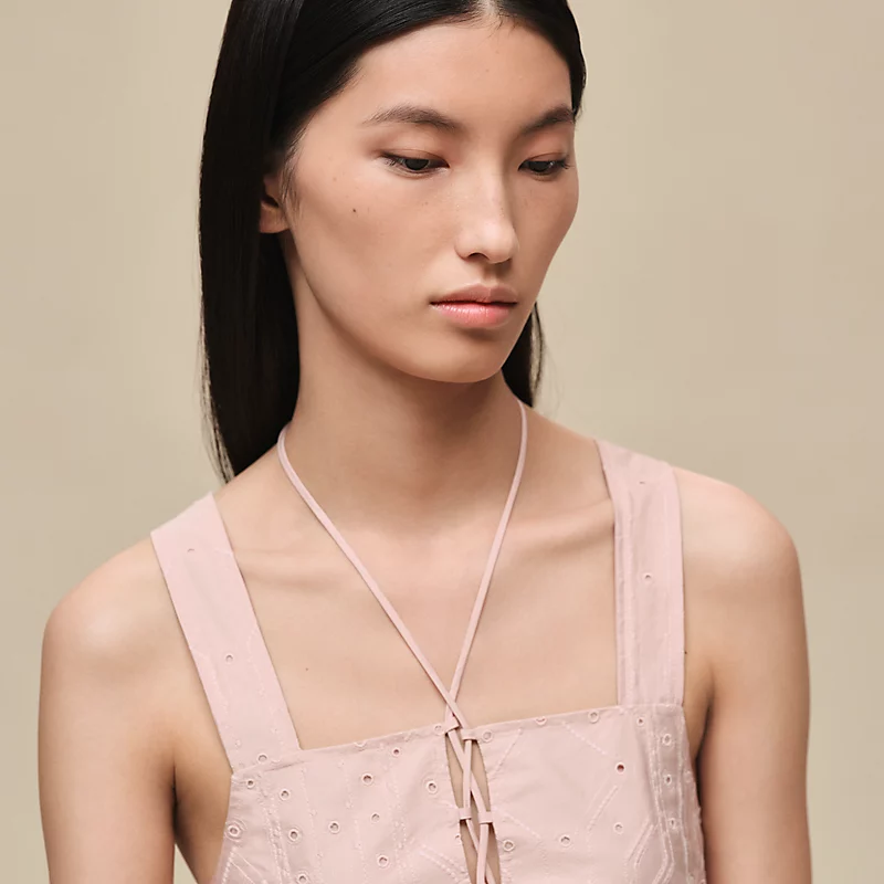 HERMES EMBROIDERED BRA ROSE PALOMINO