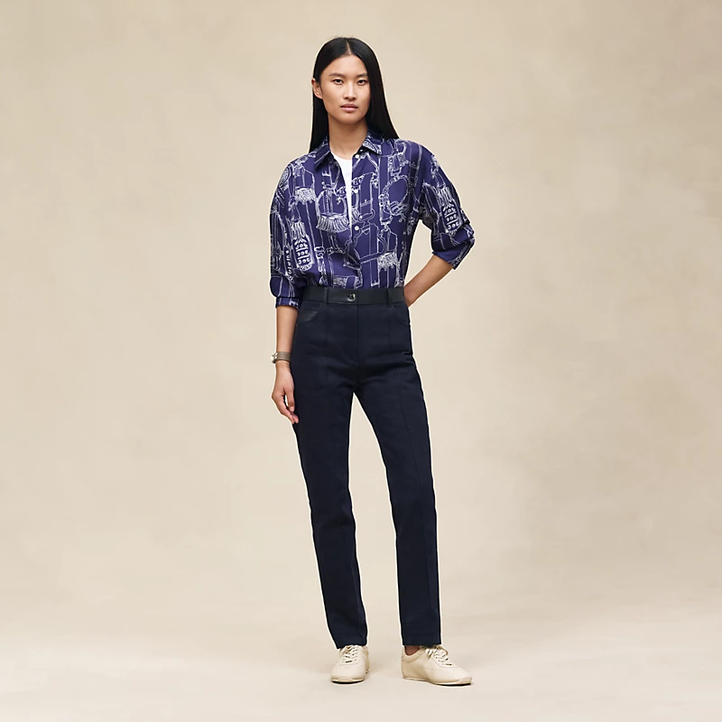 HERMES ETRIERS REMIX" SHIRT BLEU ABYSSE