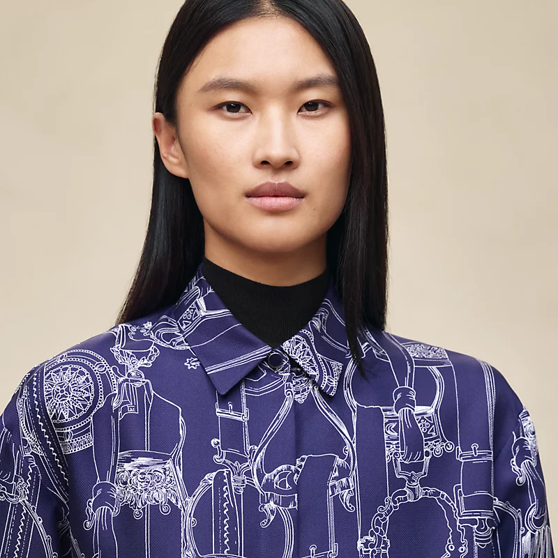 HERMES ETRIERS REMIX" SHIRT BLEU ABYSSE
