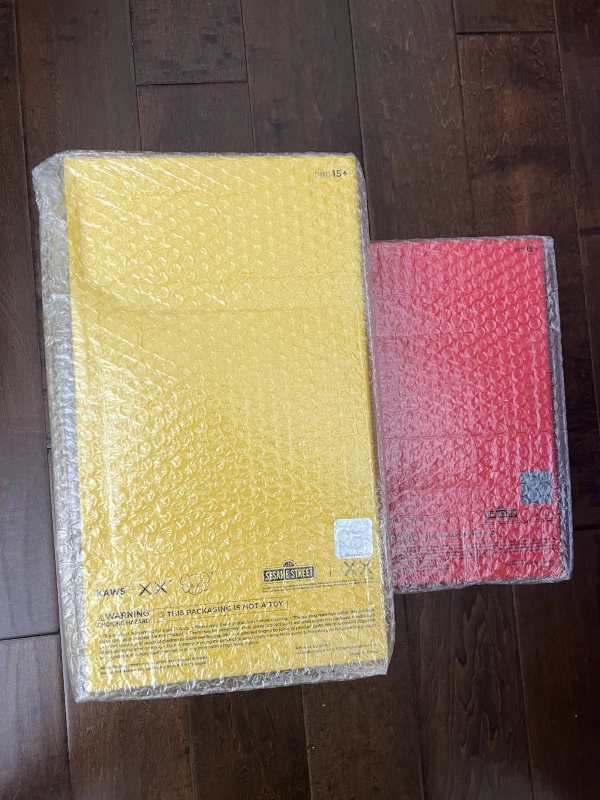 KAWS X SESAME STREET ELMO & BIG BIRD VINYL FIGURE TOY SET OF 2 AUTHENTIC IN HAND