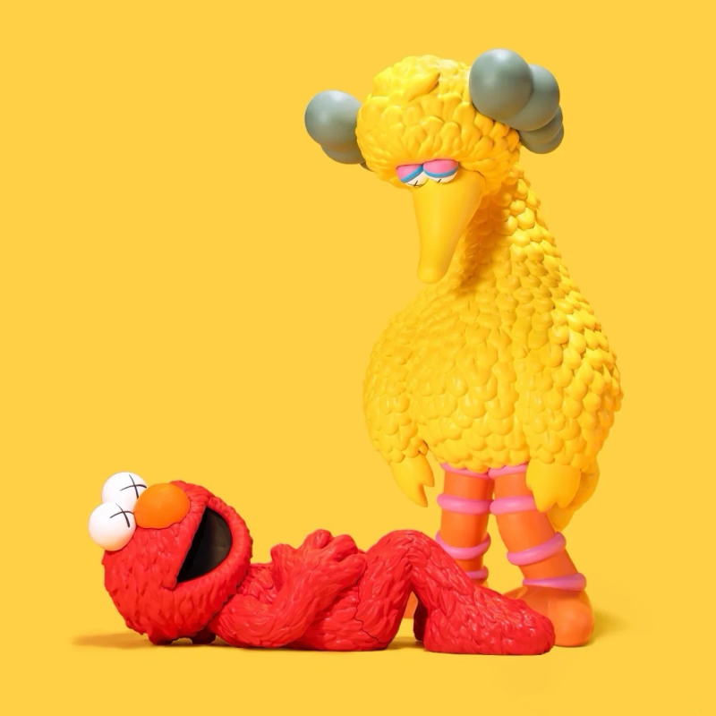 KAWS X SESAME STREET ELMO & BIG BIRD VINYL FIGURE TOY SET OF 2 AUTHENTIC IN HAND