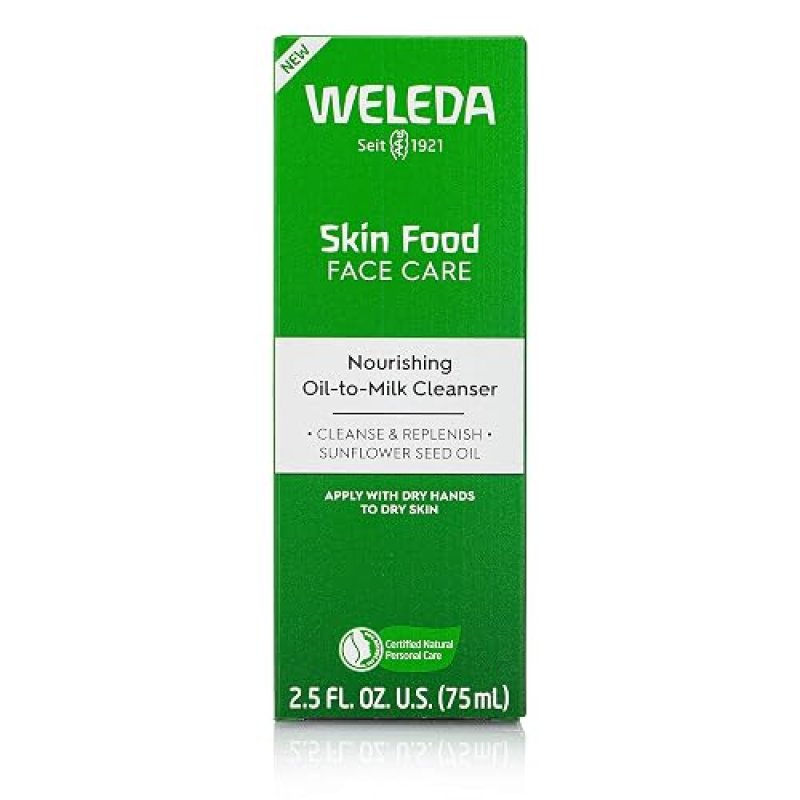 WELEDA SKIN FOOD NOURISHING OIL-TO-MILK FACE CLEANSER 2.5OZ WITH SUNFLOWER, CHAMOMILE PANSY