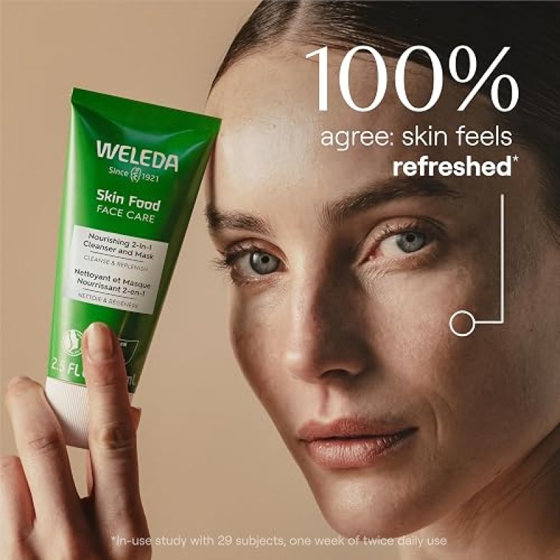 WELEDA SKIN FOOD NOURISHING OIL-TO-MILK FACE CLEANSER 2.5OZ WITH SUNFLOWER, CHAMOMILE PANSY
