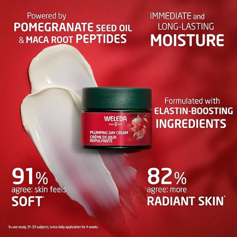 WELEDA PLUMPING DAY CREAM 1.3 OZ PLANT-BASED MOISTURIZER WITH POMEGRANATE MACA PEPTIDES