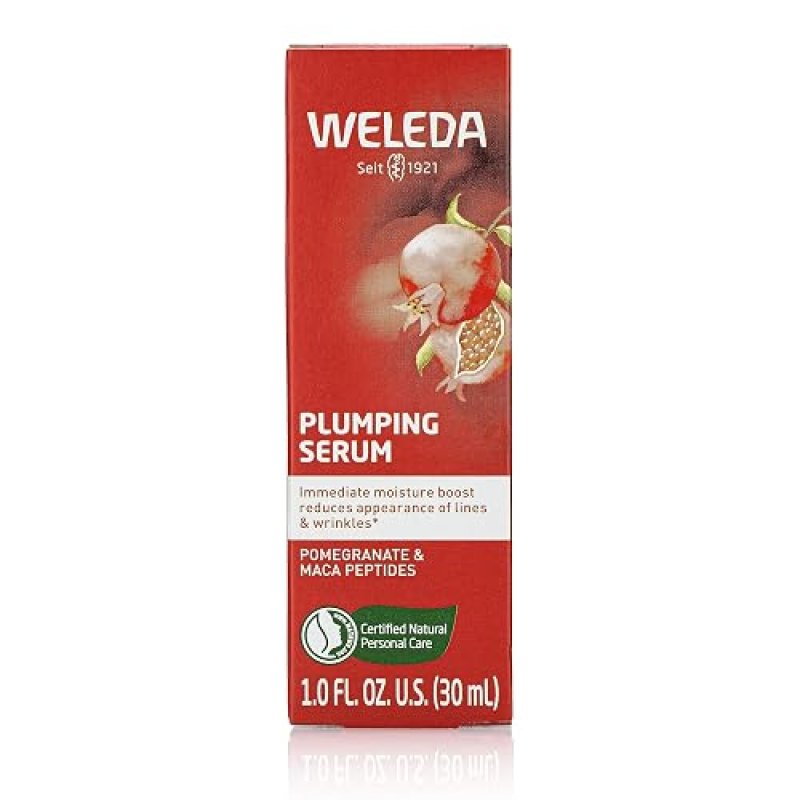 WELEDA PLUMPING FACE SERUM WITH PEPTIDES, POMEGRANATE MACA ROOT PLANT-BASED SKINCARE