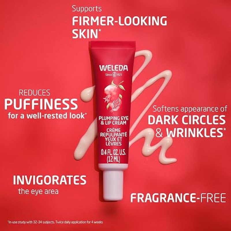 WELEDA PLUMPING EYE LIP CREAM WITH MACA ROOT PEPTIDES AND POMEGRANATE FOR FIRM SKIN