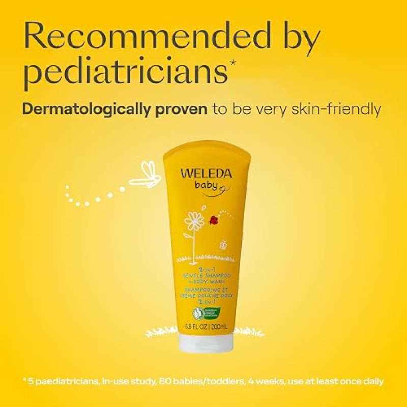 WELEDA BABY CALENDULA 2-IN-1 GENTLE SHAMPOO BODY WASH WITH CALENDULA ALMOND OIL, 6.8 OZ
