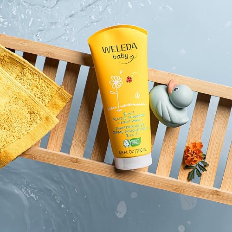 WELEDA BABY CALENDULA 2-IN-1 GENTLE SHAMPOO BODY WASH WITH CALENDULA ALMOND OIL, 6.8 OZ