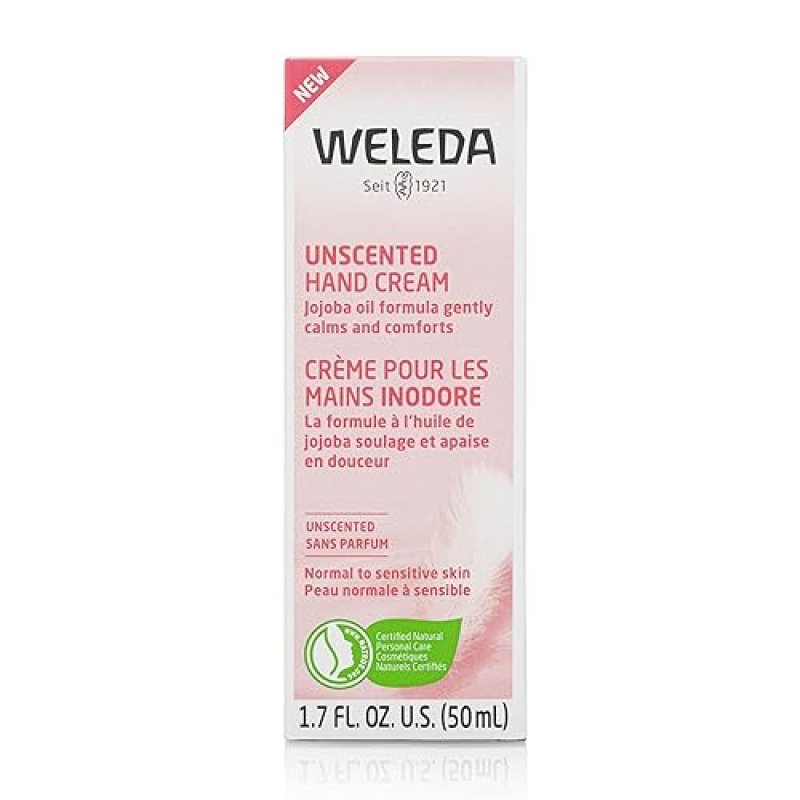 WELEDA UNSCENTED HAND CREAM 1.7 OZ MOISTURIZING PLANT-BASED FORMULA WITH JOJOBA, BORAGE COCONUT OILS