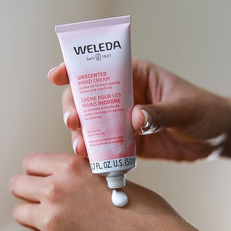 WELEDA UNSCENTED HAND CREAM 1.7 OZ MOISTURIZING PLANT-BASED FORMULA WITH JOJOBA, BORAGE COCONUT OILS