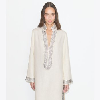 Tory Burch EMBELLISHED LINEN CAFTAN