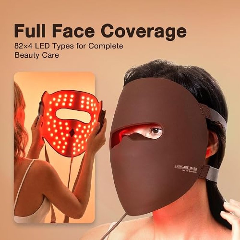 JOVS 3D RED LIGHT THERAPY MASK WITH 328 LEDS, CORDLESS, 4 MODES FOR WRINKLE REDUCTION