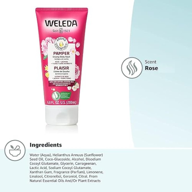 WELEDA AROMA ESSENTIALS PARABEN-FREE CREAMY BODY WASH 6.8 OZ GENTLE MOISTURIZING CLEANSER
