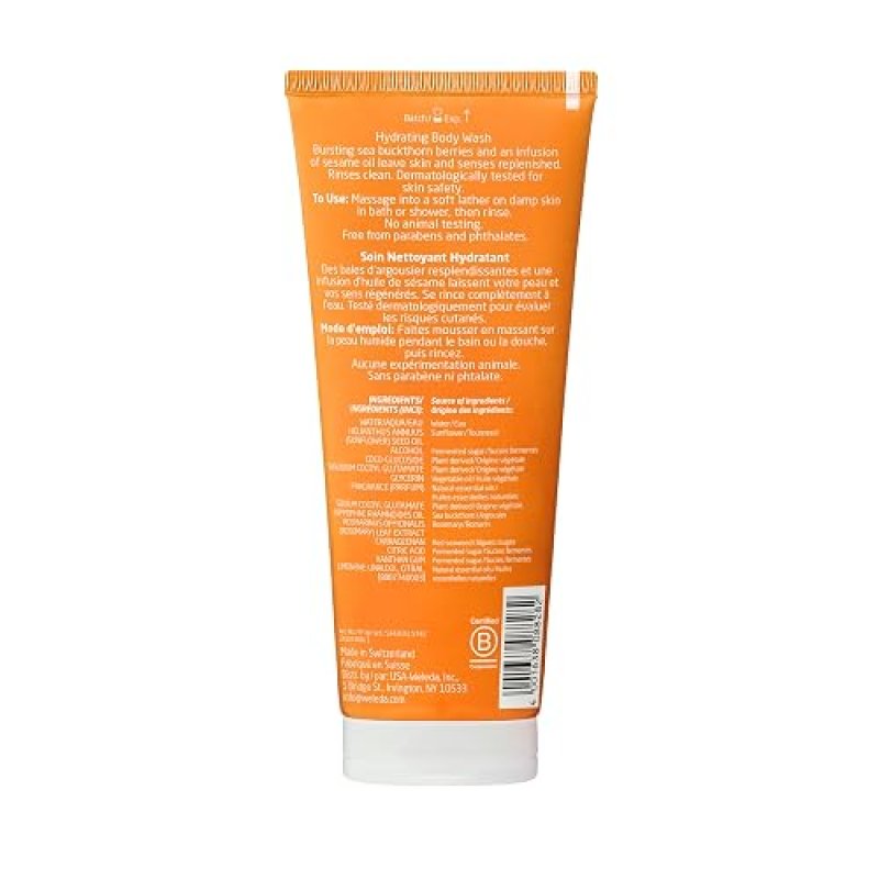 WELEDA SEA BUCKTHORN BODY WASH 6.8OZ GENTLE HYDRATING CLEANSER WITH SEA BUCKTHORN SESAME OILS