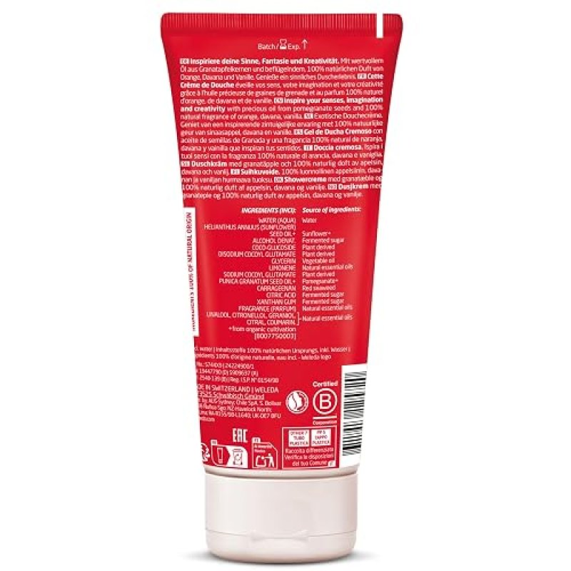 WELEDA POMEGRANATE BODY WASH 6.8OZ GENTLE PLANT-BASED CLEANSER WITH OILS FOR NOURISHED SKIN