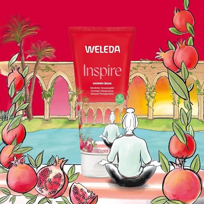 WELEDA POMEGRANATE BODY WASH 6.8OZ GENTLE PLANT-BASED CLEANSER WITH OILS FOR NOURISHED SKIN