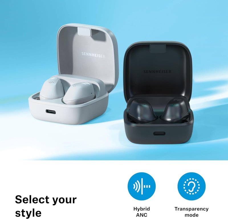 SENNHEISER ACCENTUM TRUE WIRELESS EARBUDS WHITE HYBRID ANC, 28H BATTERY, TOUCH CONTROLS