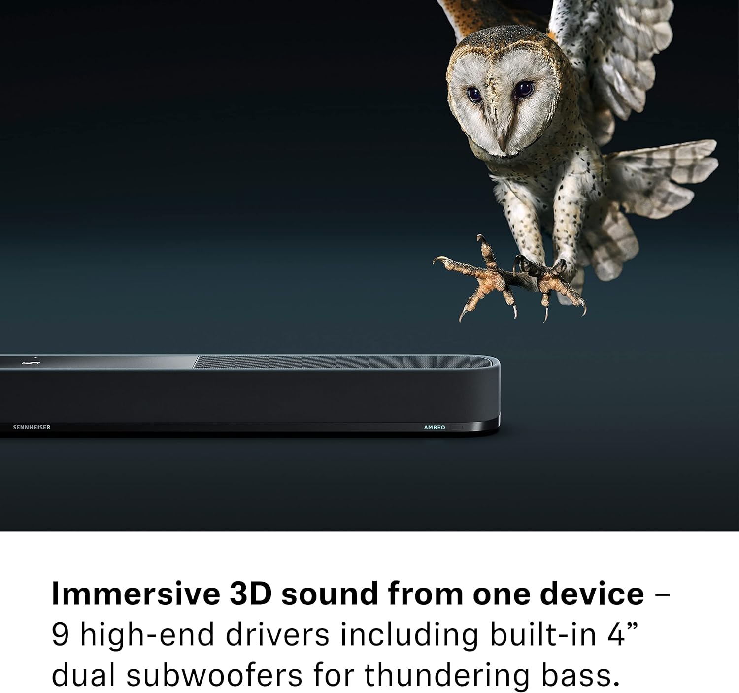 SENNHEISER AMBEO SOUNDBAR PLUS 3D SURROUND, VIRTUAL 7.1.4, DUAL SUBWOOFERS, STREAMING