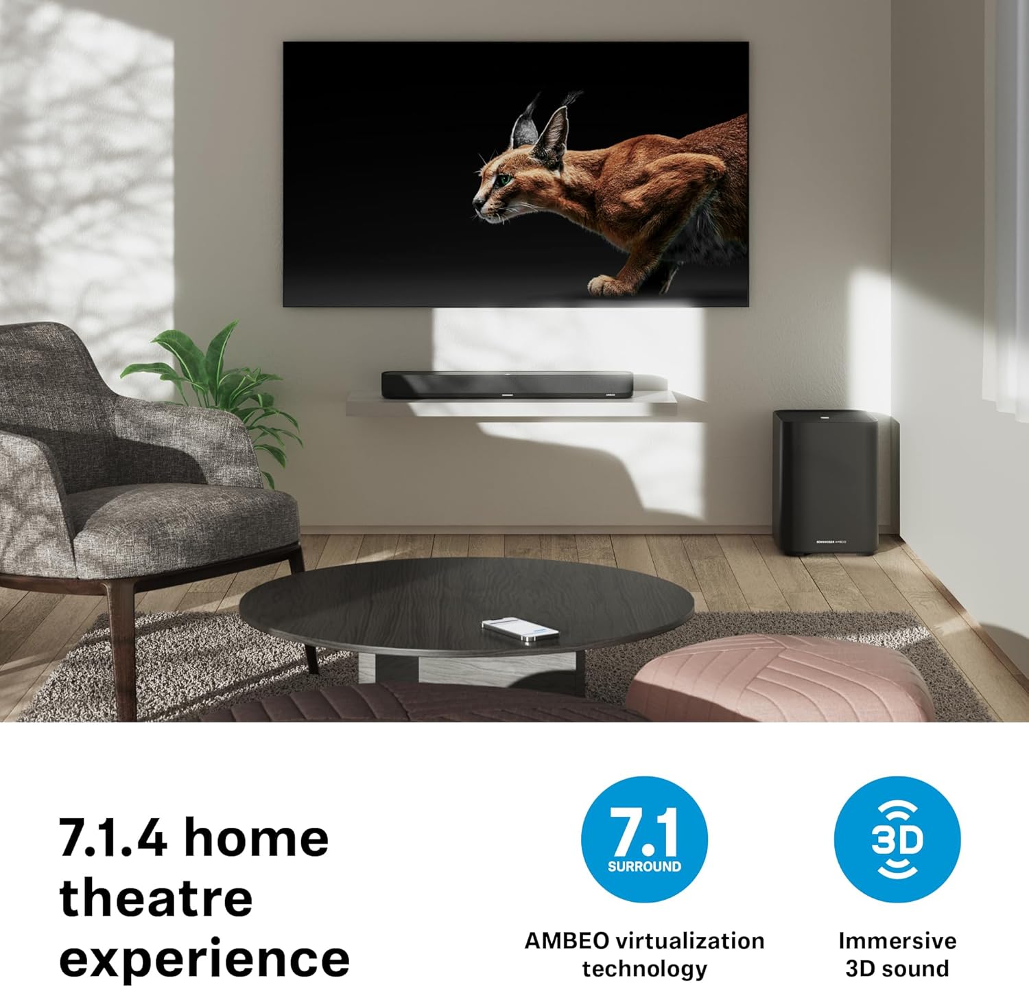 SENNHEISER AMBEO MINI SOUNDBAR COMPACT HIGH-QUALITY SURROUND SOUND SYSTEM