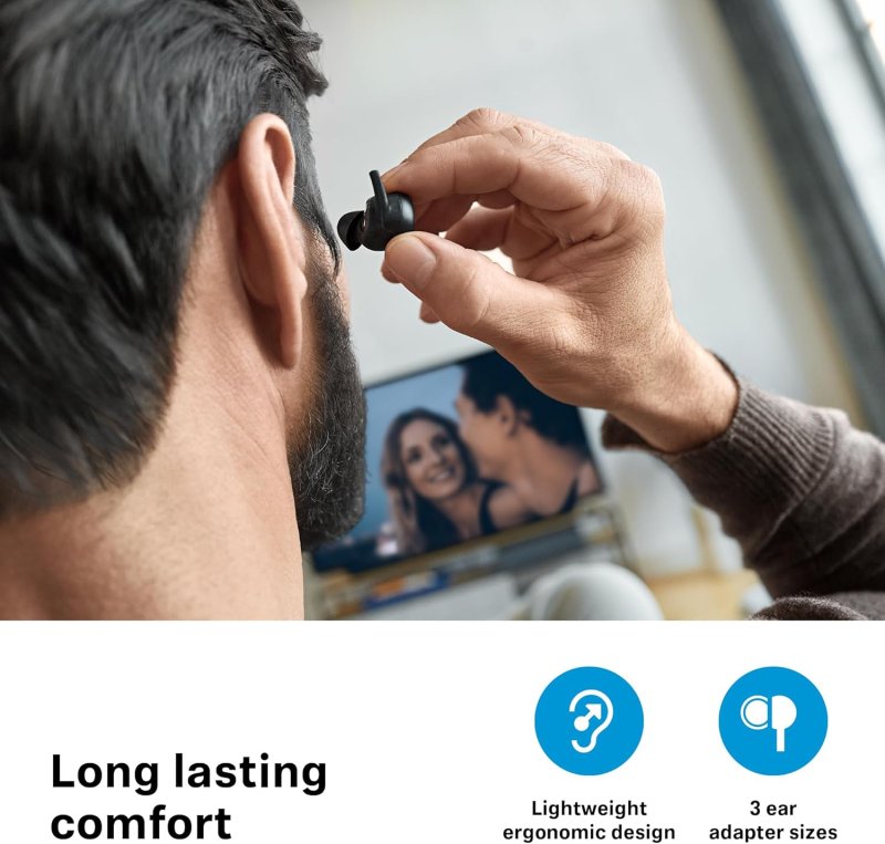 SENNHEISER WIRELESS TV EARBUDS WITH BLUETOOTH PASSIVE NOISE CANCELLATION BLACK