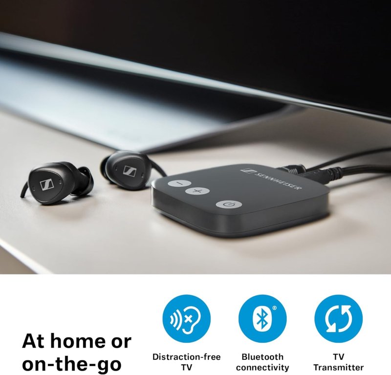 SENNHEISER WIRELESS TV EARBUDS WITH BLUETOOTH PASSIVE NOISE CANCELLATION BLACK