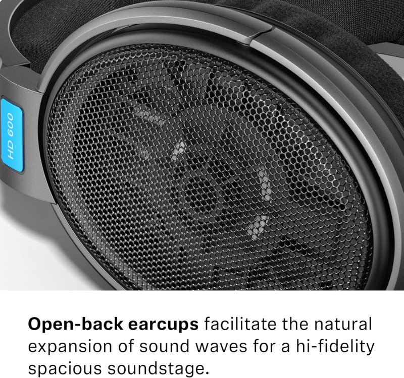 SENNHEISER HD 600 OPEN-BACK AUDIOPHILE HEADPHONES OVER-EAR WIRED BLACK PREMIUM COMFORT