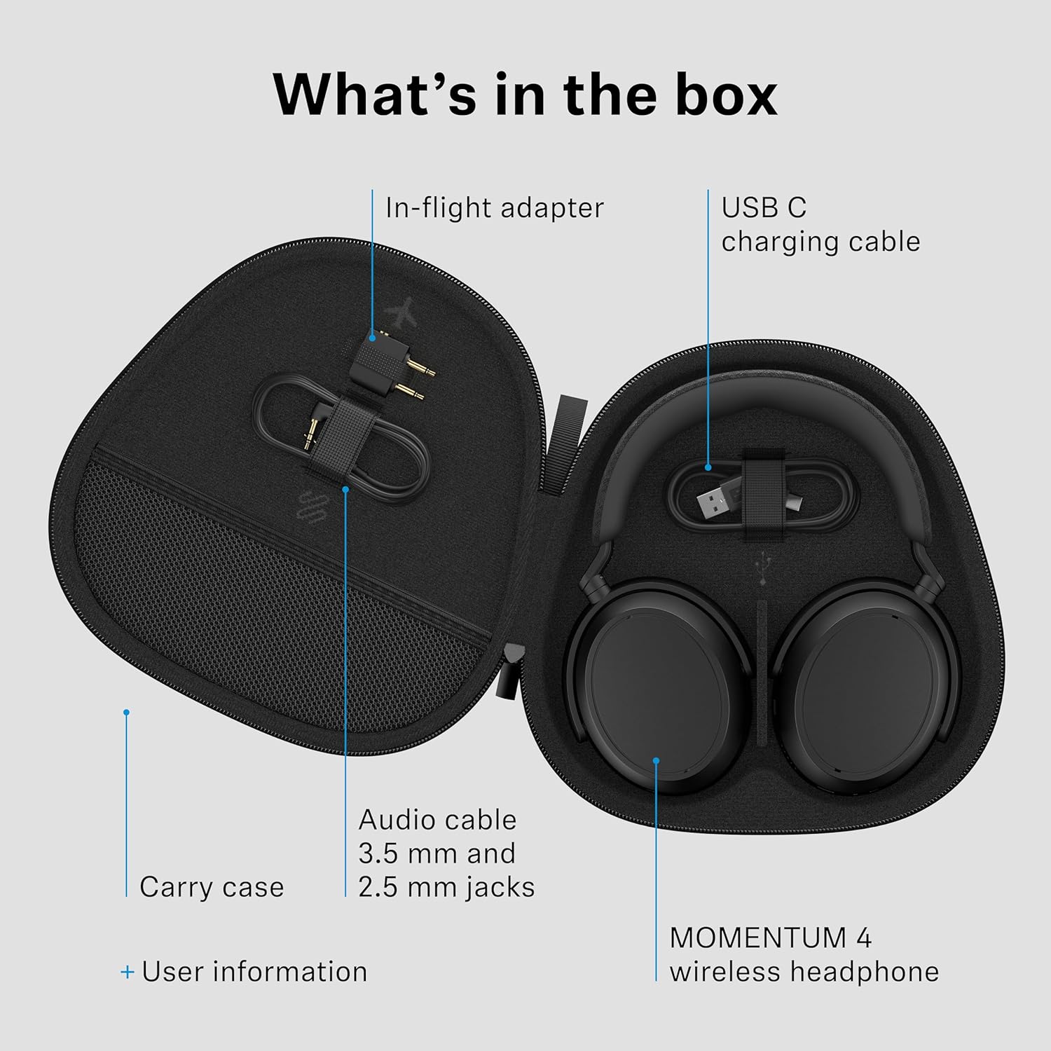 SENNHEISER MOMENTUM 4 WIRELESS OVER-EAR BLUETOOTH HEADPHONES WITH ANC, 60H PLAYTIME, GRAPHITE