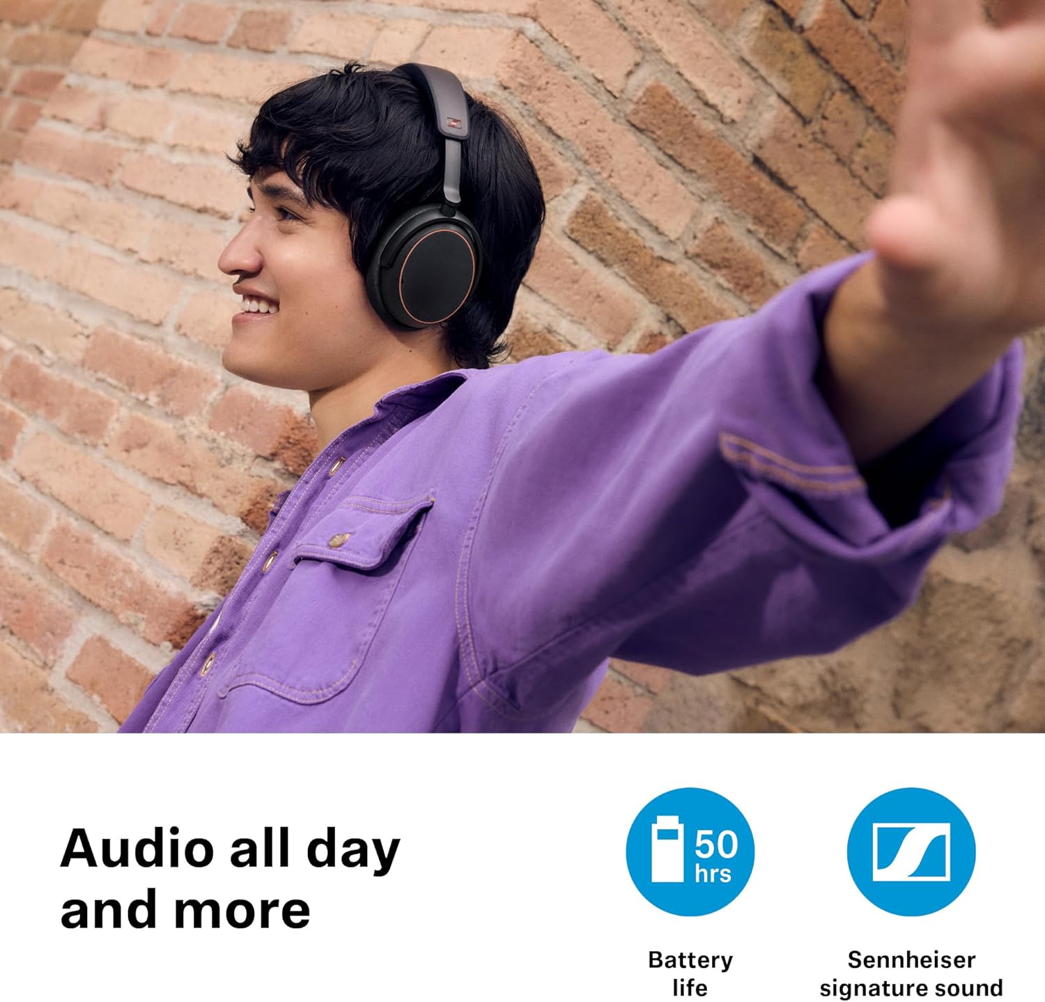 SENNHEISER ACCENTUM WIRELESS BLUETOOTH HEADPHONES WITH 50H BATTERY, ANC, CLEAR CALLS - BLACK COPPER