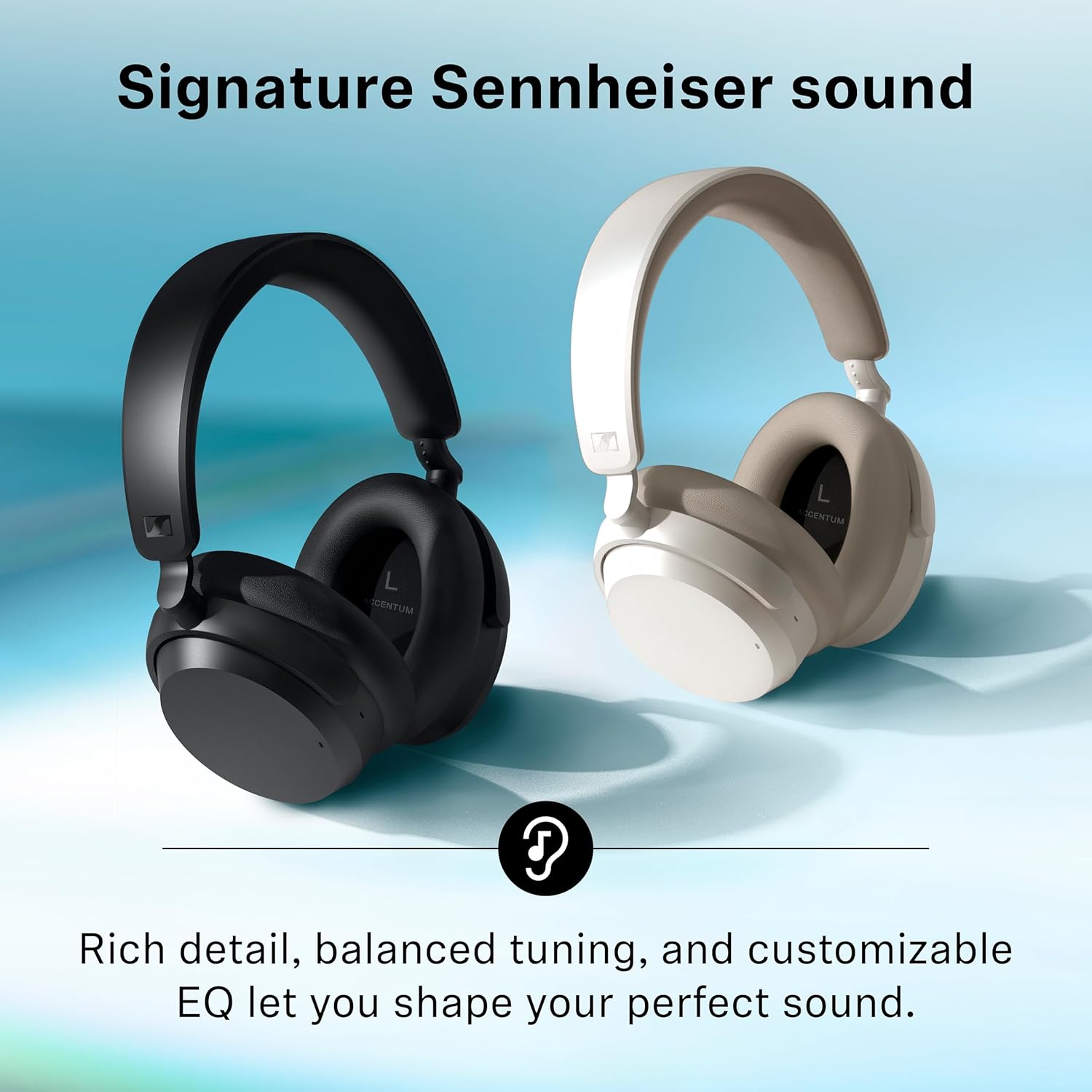 SENNHEISER ACCENTUM WIRELESS BLUETOOTH HEADPHONES WITH HYBRID ANC, 50H BATTERY, WHITE