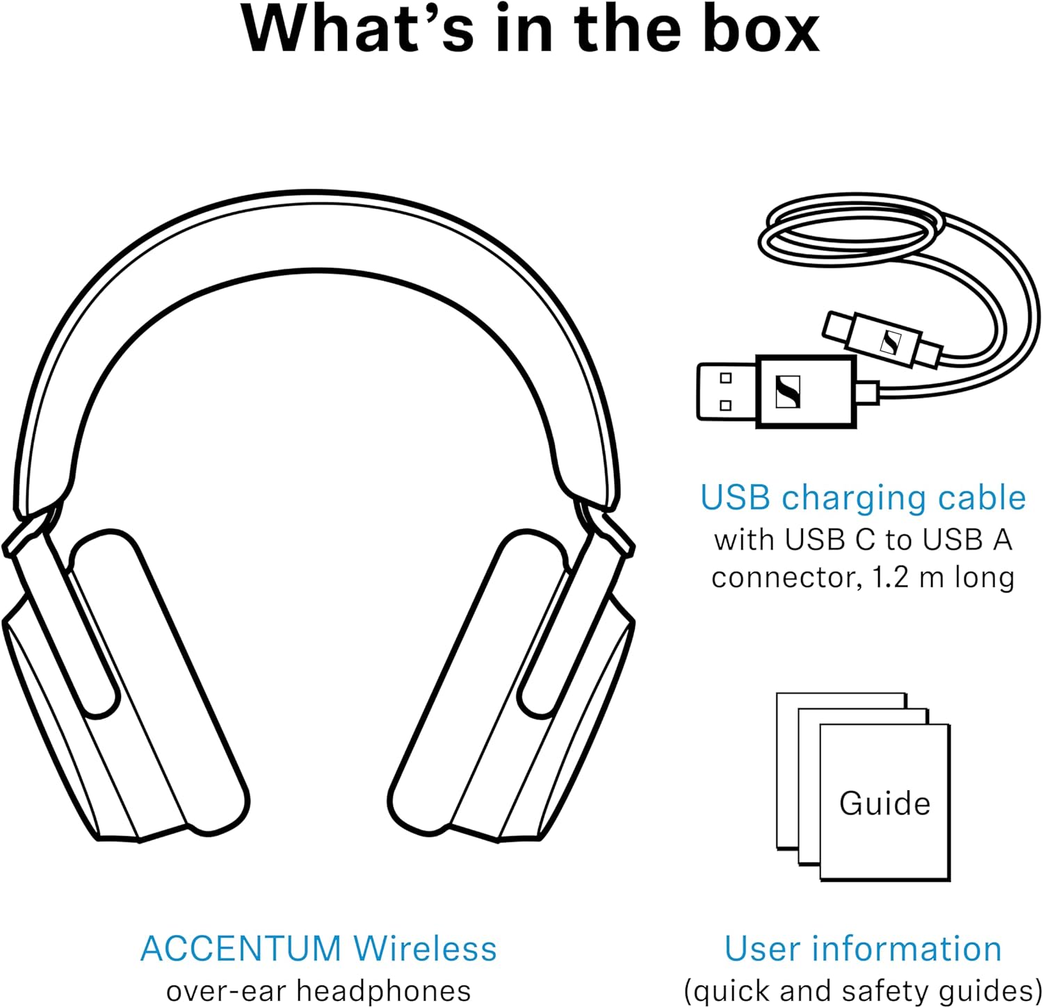 SENNHEISER ACCENTUM WIRELESS BLUETOOTH HEADPHONES WITH HYBRID ANC, 50H BATTERY, WHITE