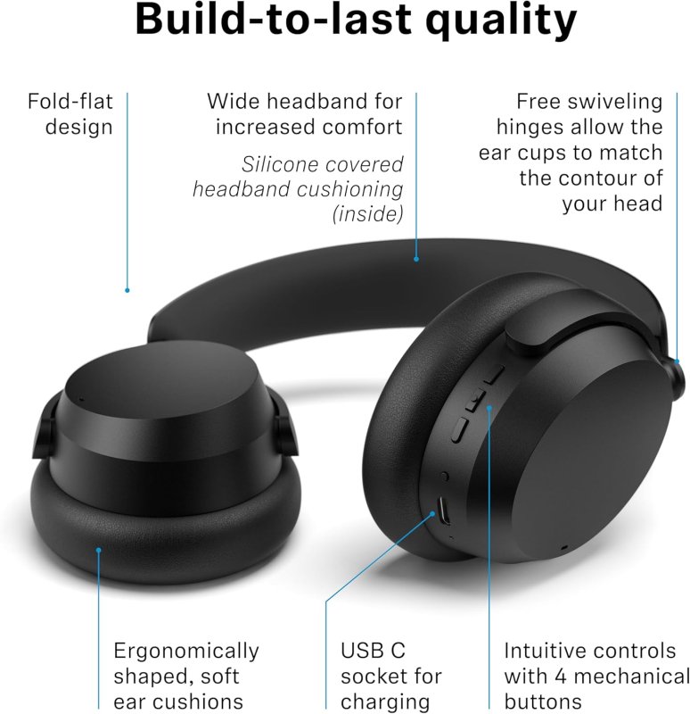 SENNHEISER ACCENTUM WIRELESS BLUETOOTH HEADPHONES WITH HYBRID ANC, 50H BATTERY, WHITE