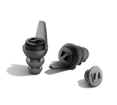 SENNHEISER SOUNDPROTEX REUSABLE EARPLUGS WITH 2 FILTERS HIGH FIDELITY HEARING PROTECTION BLACK GRAY