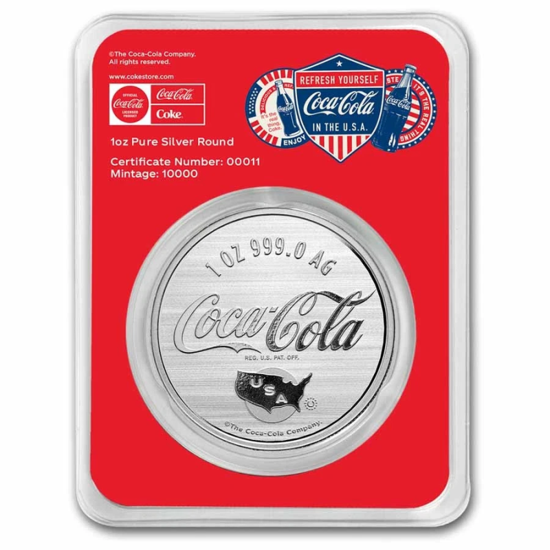 APMEX COCA-COLA® 1 OZ SILVER COLORIZED AMERICANA (IN TEP)