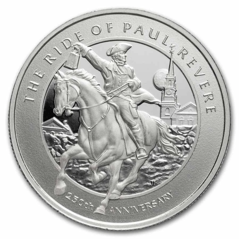 APMEX 1 OZ SILVER ROUND - 250TH ANNIVERSARY OF PAUL REVERE'S RIDE-PRE